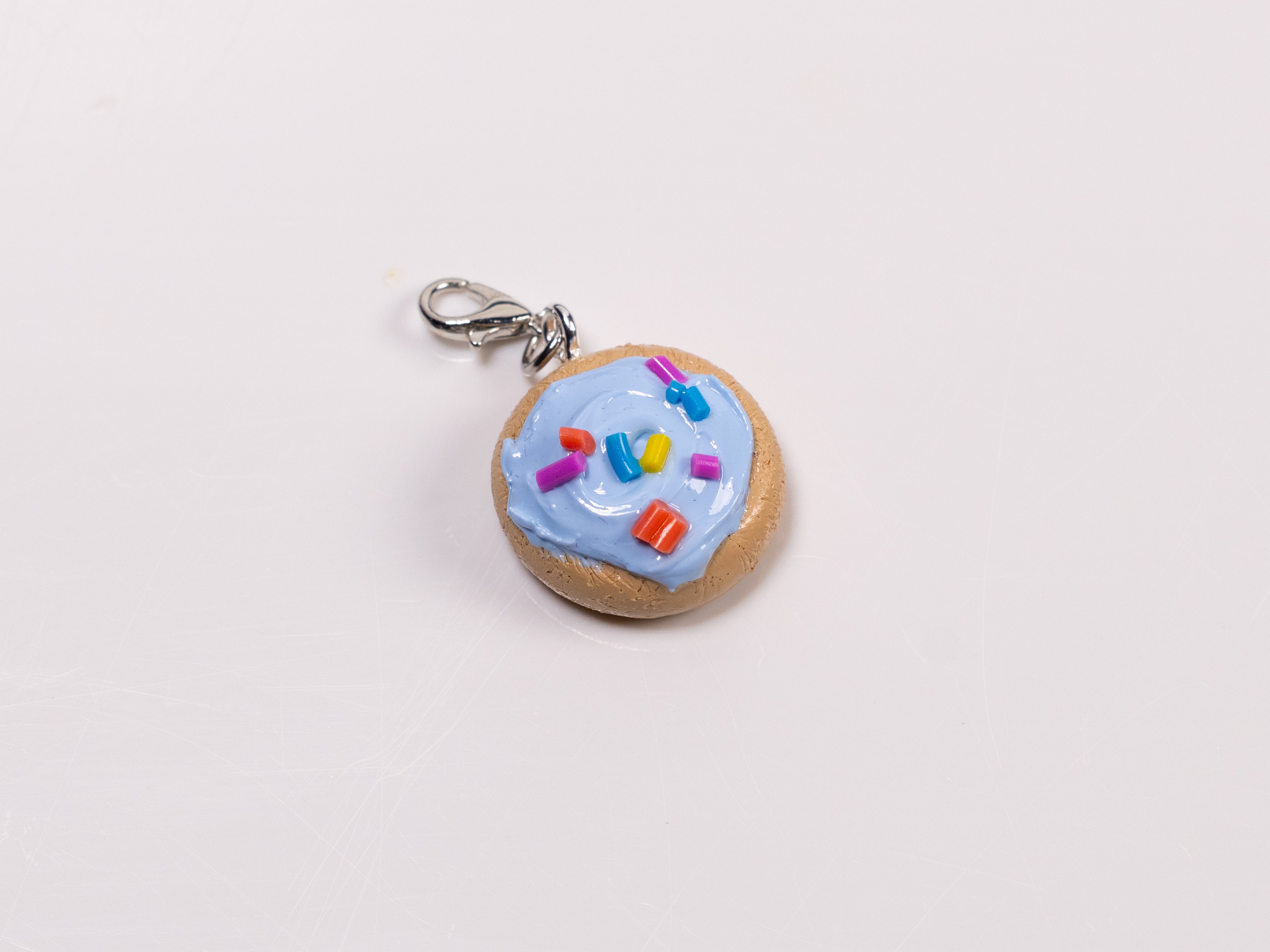 Miniature handmade blue sugar cookie clay charm