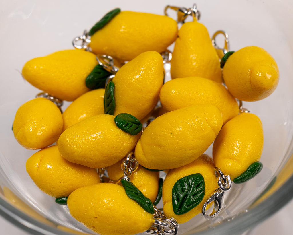 Miniature handmade lemon clay charm