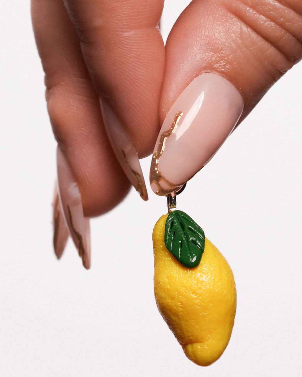 Miniature handmade lemon clay charm
