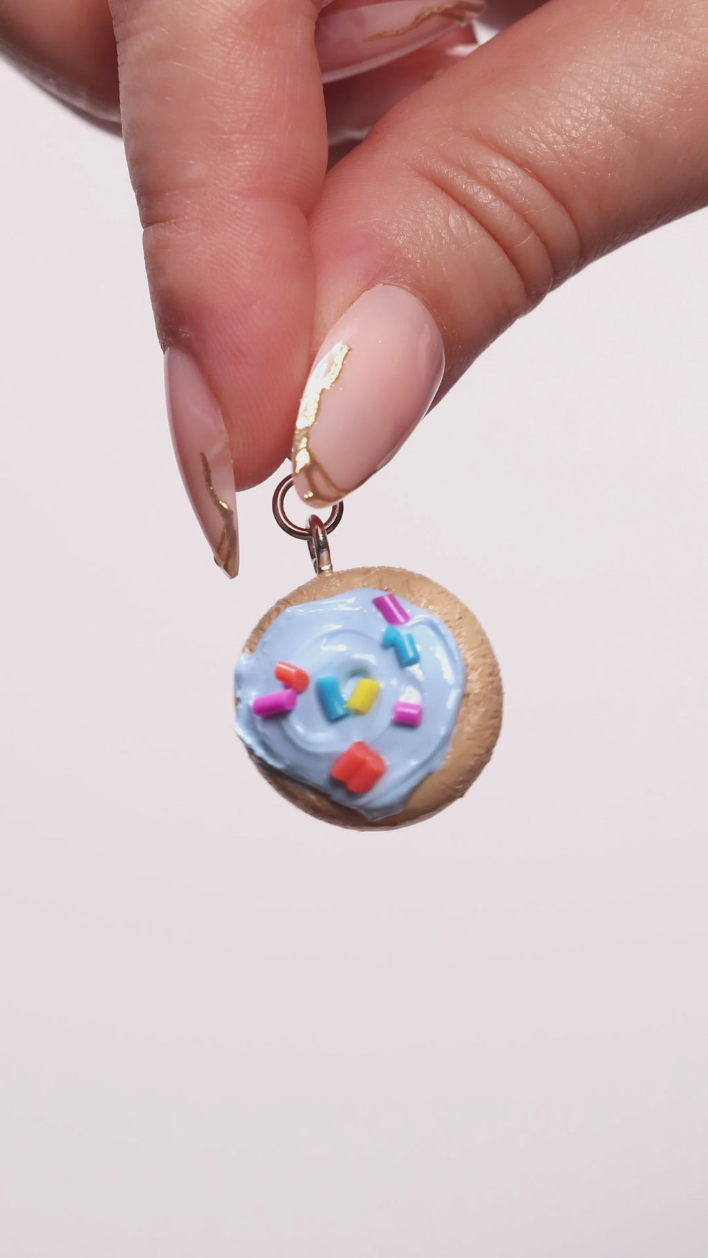 Miniature handmade blue sugar cookie clay charm