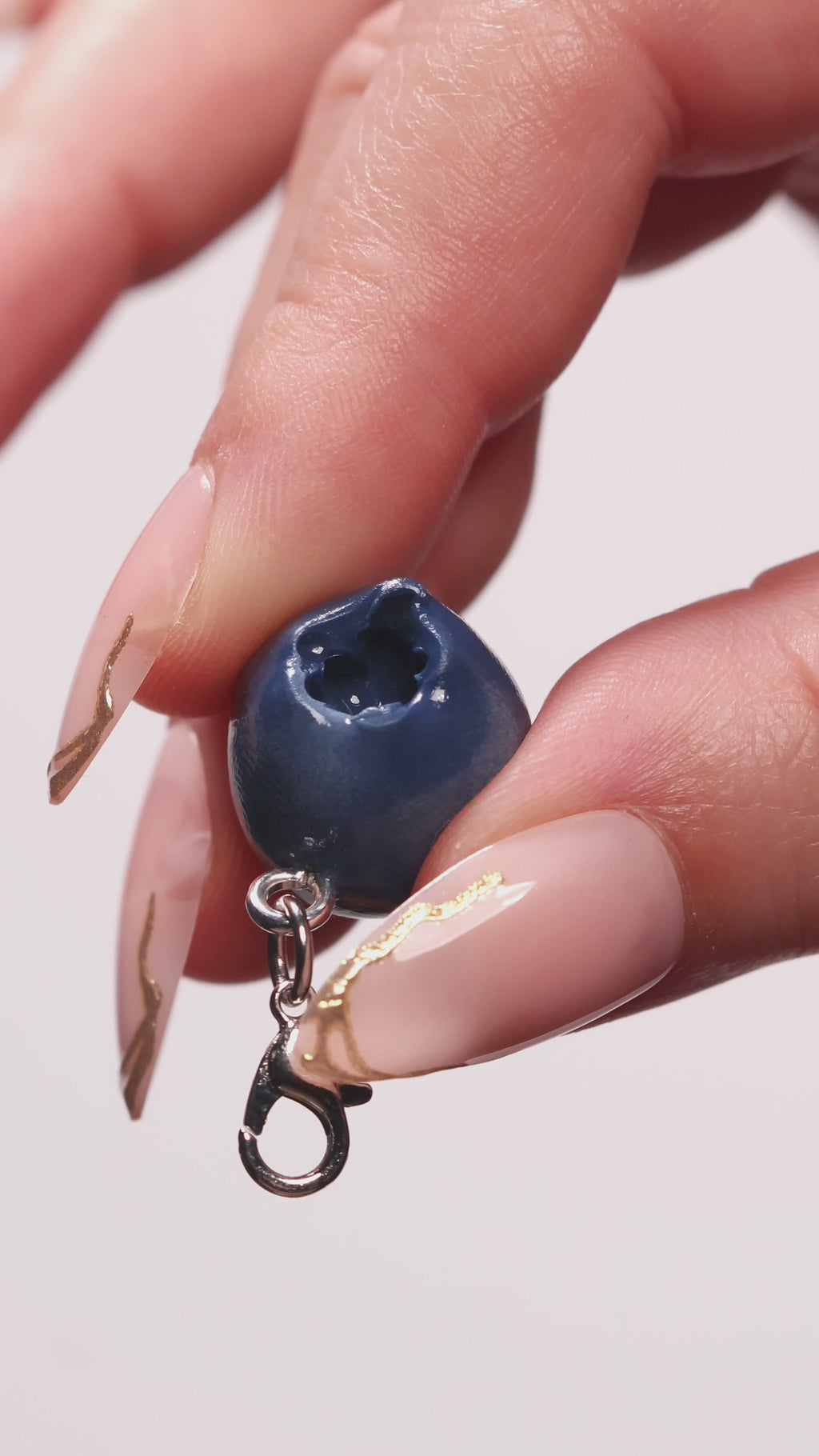 Miniature handmade blueberry clay charm